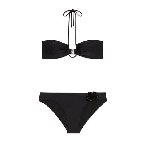 Sparkling jersey bikini with Double G in black